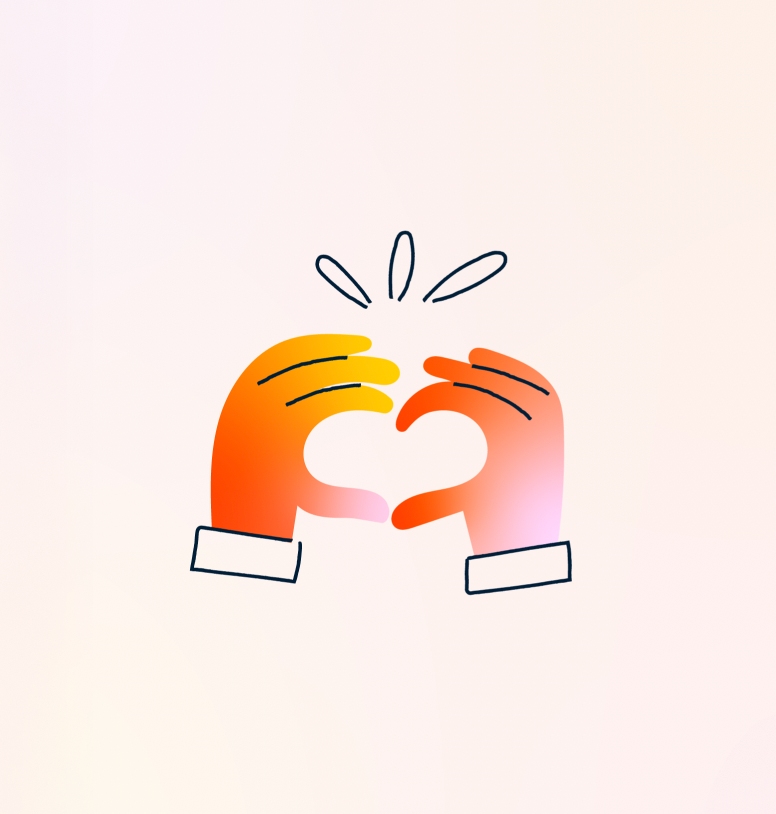 Microilustración de unas manos haciendo la forma del corazón
