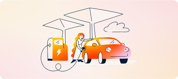 Microilustración recarga eléctrica