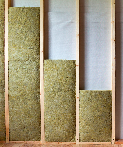 Interior of a wall filled with insulating materials
