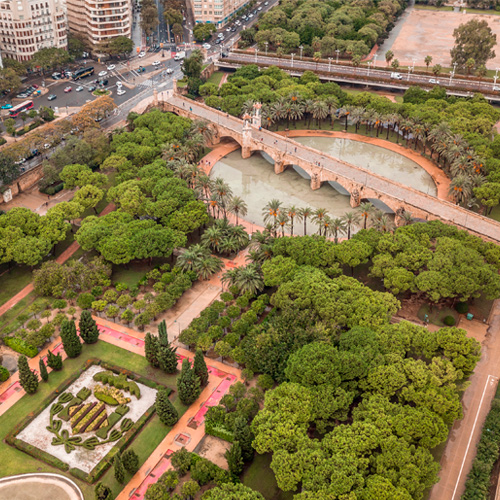 An image of the Jardín del Turia, the Anillo Verde of Valencia