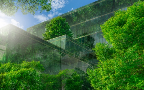  Imagen de un edifico con un diseño ecológico