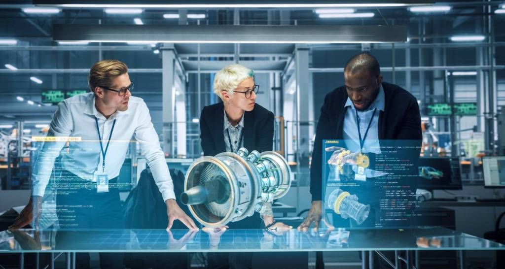 Personas laboratorio holograma