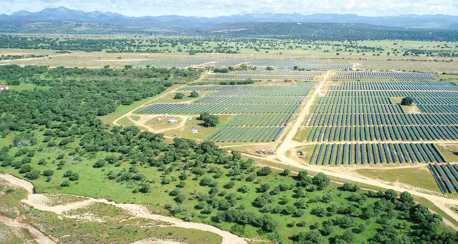 Vista aérea del parque solar de Valdesolar