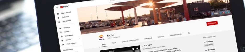 Tablet screen showing Repsol&rsquo;s YouTube channel