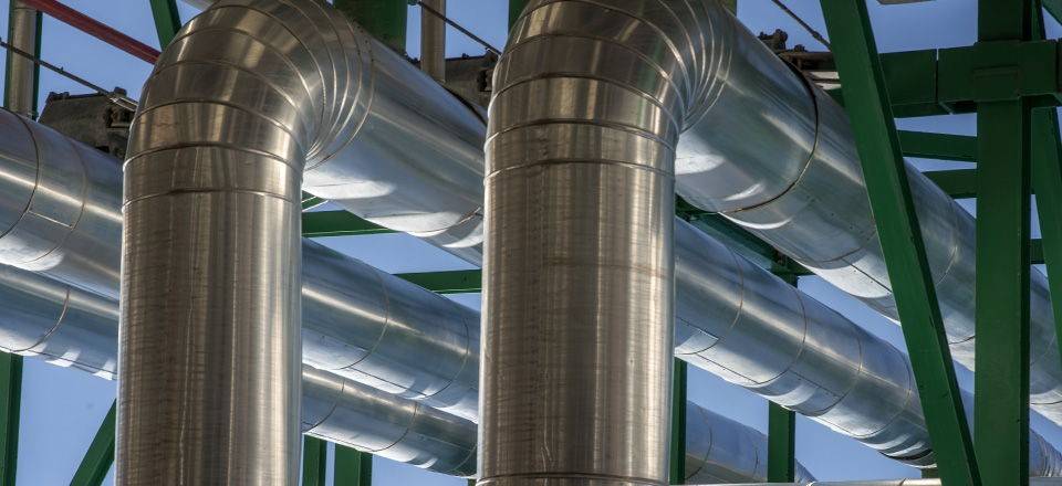 Close-up of pipes in a facility